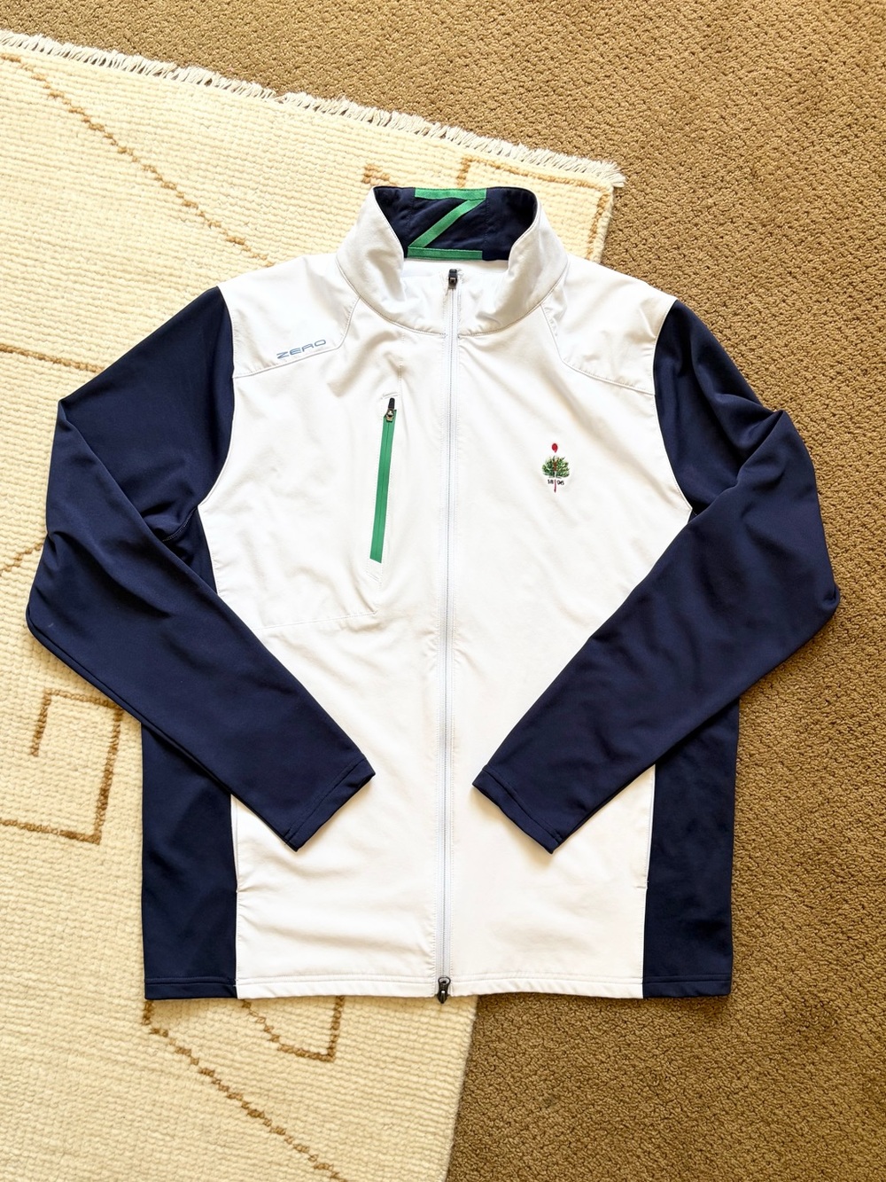 Zero Restriction Men's Z710 Full Zip Merion Golf Club Jacket White Navy Large L